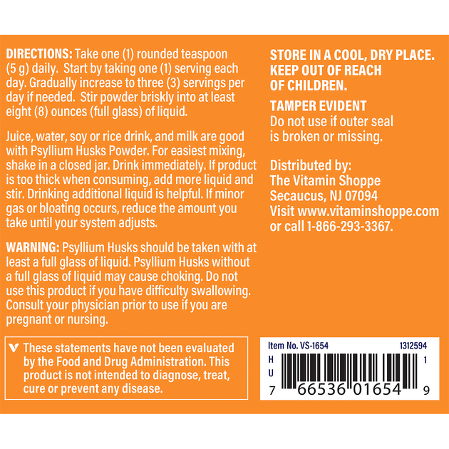 Psyllium Husks en Polvo the Vitamin Shoppe the Vitamin Shoppe Paraguay