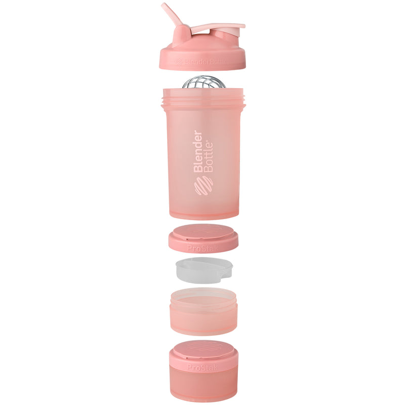 Botella mezcladora ProStak con Batidor y Almacenamiento - Rosado (650 ml)
