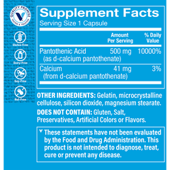 Pantothenic Acid 500 mg (Vitamina B5) (100 Capsulas)