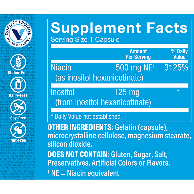 No-Flush Niacin 500 mg (100 Capsulas)