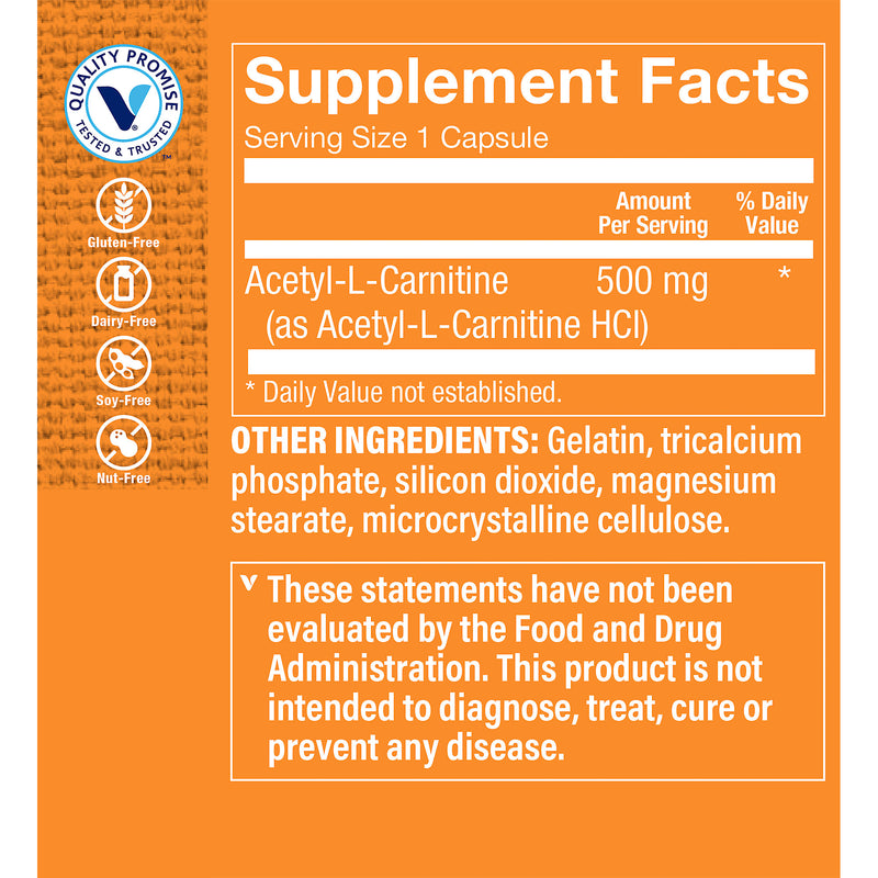 Acetyl-l-Carnitine 500 mg (60 Capsulas)