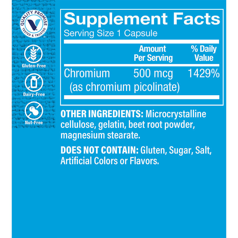 Chromium Picolinate - Picolinato de Cromo 500mcg (100 Capsulas)