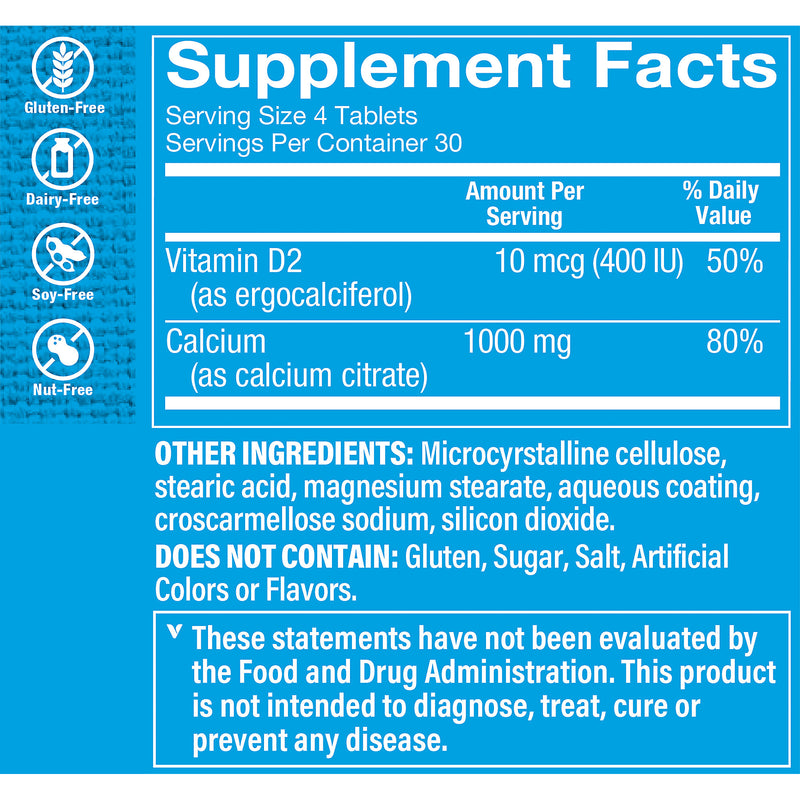 Citrato de Calcio + Vitamina D (120 Tabletas)