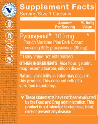 Pycnogenol Antioxidant 100mg (30 Capsulas)