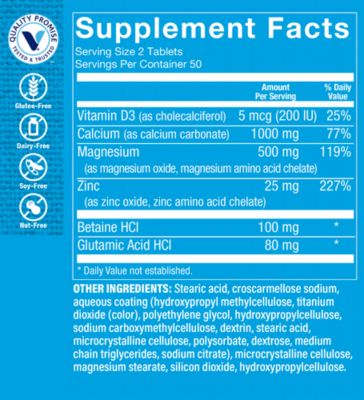 Calcium Magnesium Zinc con D3 (100 Tabletas)