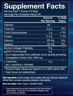 CLA, Carnitina y Colágeno - Helado Azul (30 Tomas)