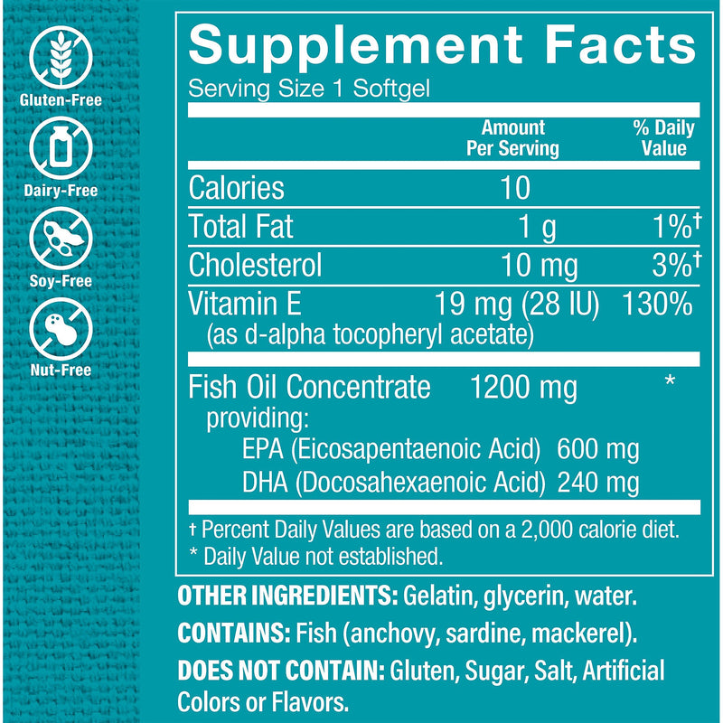 Omega 3 Fish Oil 1200 mg 600/240 EPA/DHA (60 Capsulas Blandas)