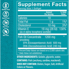 Omega 3 Fish Oil 1200 mg 600/240 EPA/DHA (60 Capsulas Blandas)