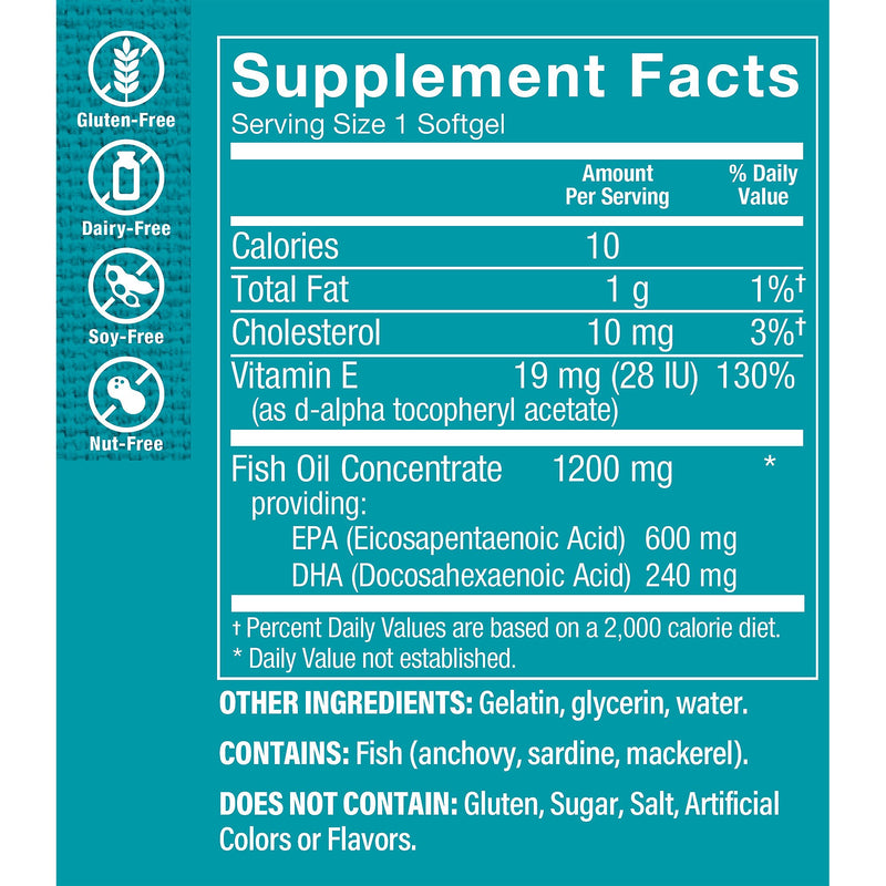 Omega 3 Fish Oil 1200 mg 600/240 EPA/DHA (180 Capsulas Blandas)