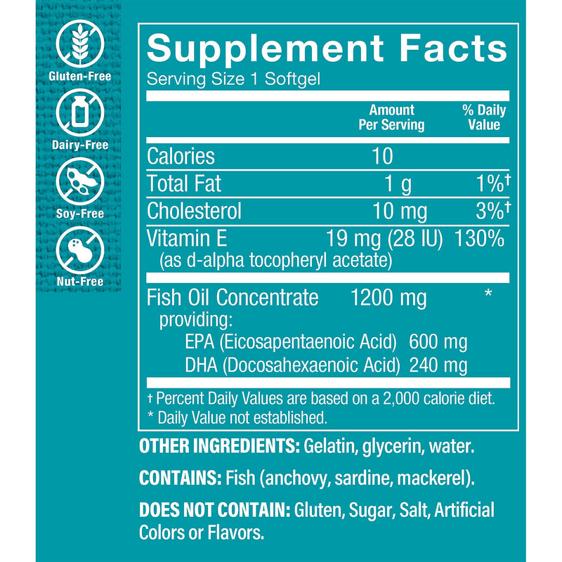 Omega 3 Fish Oil 1200 mg 600/240 EPA/DHA (180 Capsulas Blandas)