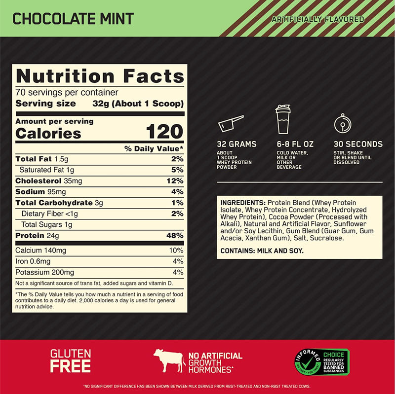 Gold Standard 100% Whey - Menta Chocolate (70 Tomas)