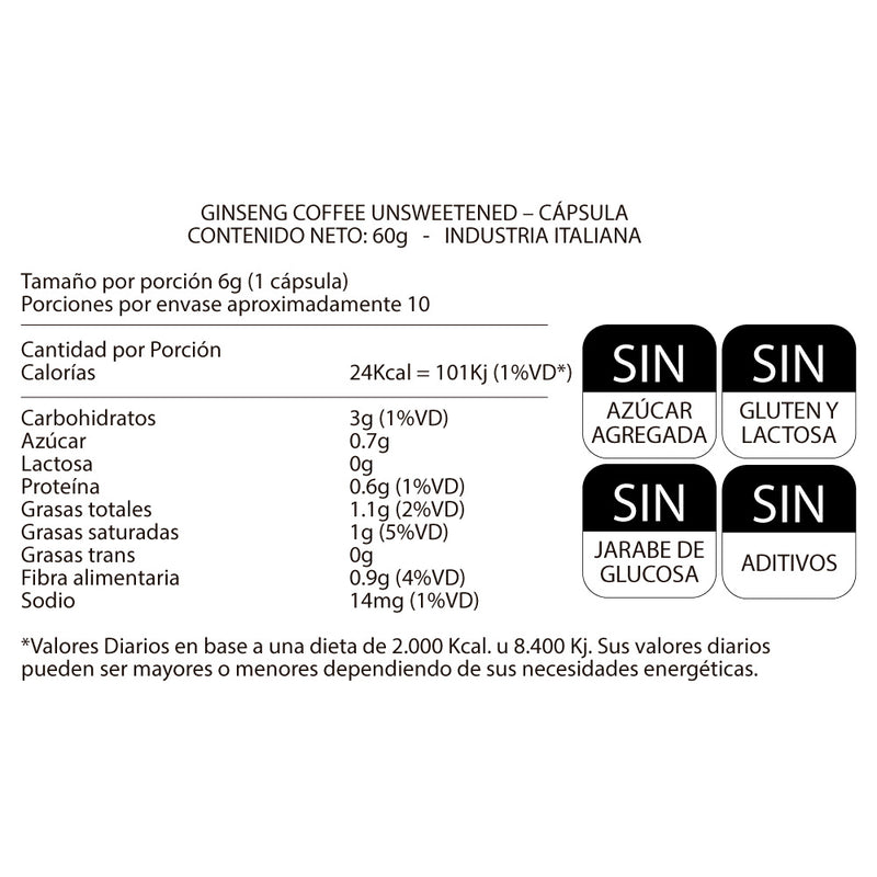 Cafe Funcional - Ginseng Sin Azucar (10 Capsulas)