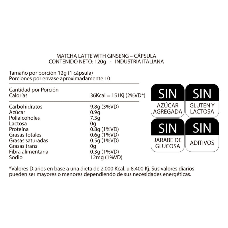 Bebida Funcional - Matcha Latte con Ginseng (10 Capsulas)