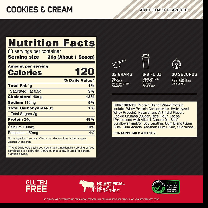 Gold Standard 100% Whey - Cookies and Cream (68 Tomas)