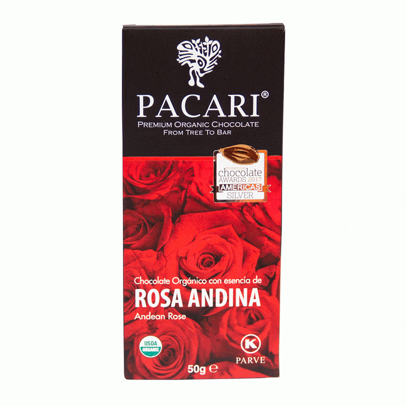 Chocolate Organico con Esencia de Rosa Andina (50 g)